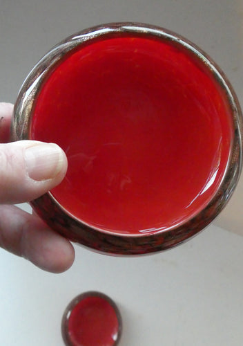 Genuine 1930s Red Aventurine Scottish Monart Glass Pin Dish