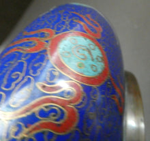 Load image into Gallery viewer, Antique 1900s Chinese Cloisonne Dragon Bowl with Blue Ground
