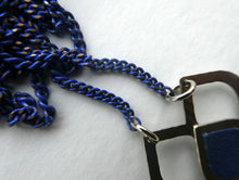 Load image into Gallery viewer, Vintage Hagar Satan Stainless Steel and Blue Rubber Necklace  BOXED
