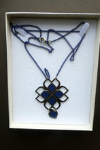 Load image into Gallery viewer, Vintage Hagar Satan Stainless Steet and Blue Rubber Necklace  BOXED
