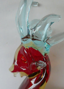 1950s Murano Sommerso Glass Reindeer / Deer in Red, Yellow and Blue. 10 1/2 inches
