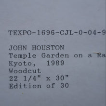 Load image into Gallery viewer, SCOTTISH ART. Woodcut. Temple Garden on a Rainy Day, Kyoto (1989) by John Houston (1930 - 2008)
