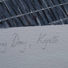 Load image into Gallery viewer, SCOTTISH ART. Woodcut. Temple Garden on a Rainy Day, Kyoto (1989) by John Houston (1930 - 2008)
