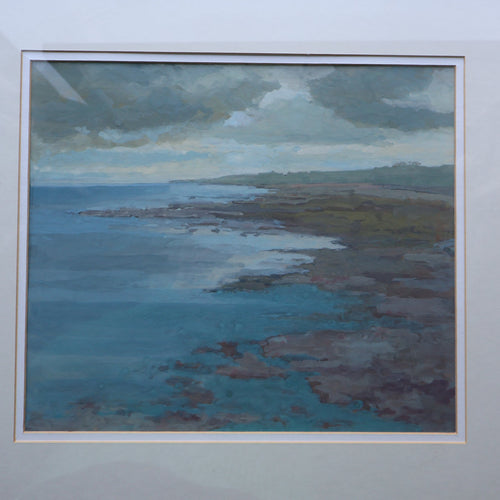 SCOTTISH ART. Vintage Scottish Seascape Gouache Painting by Irene HALLIDAY