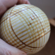 Load image into Gallery viewer, SINGLE Scottish Victorian Ceramic Carpet Bowl. Yellow Check Pattern 
