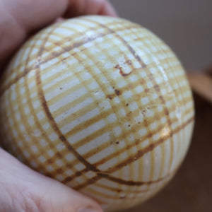 SINGLE Scottish Victorian Ceramic Carpet Bowl. Yellow Check Pattern 