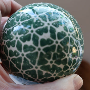 SINGLE Scottish Victorian Ceramic Carpet Bowl. Dark Green Floral Pattern