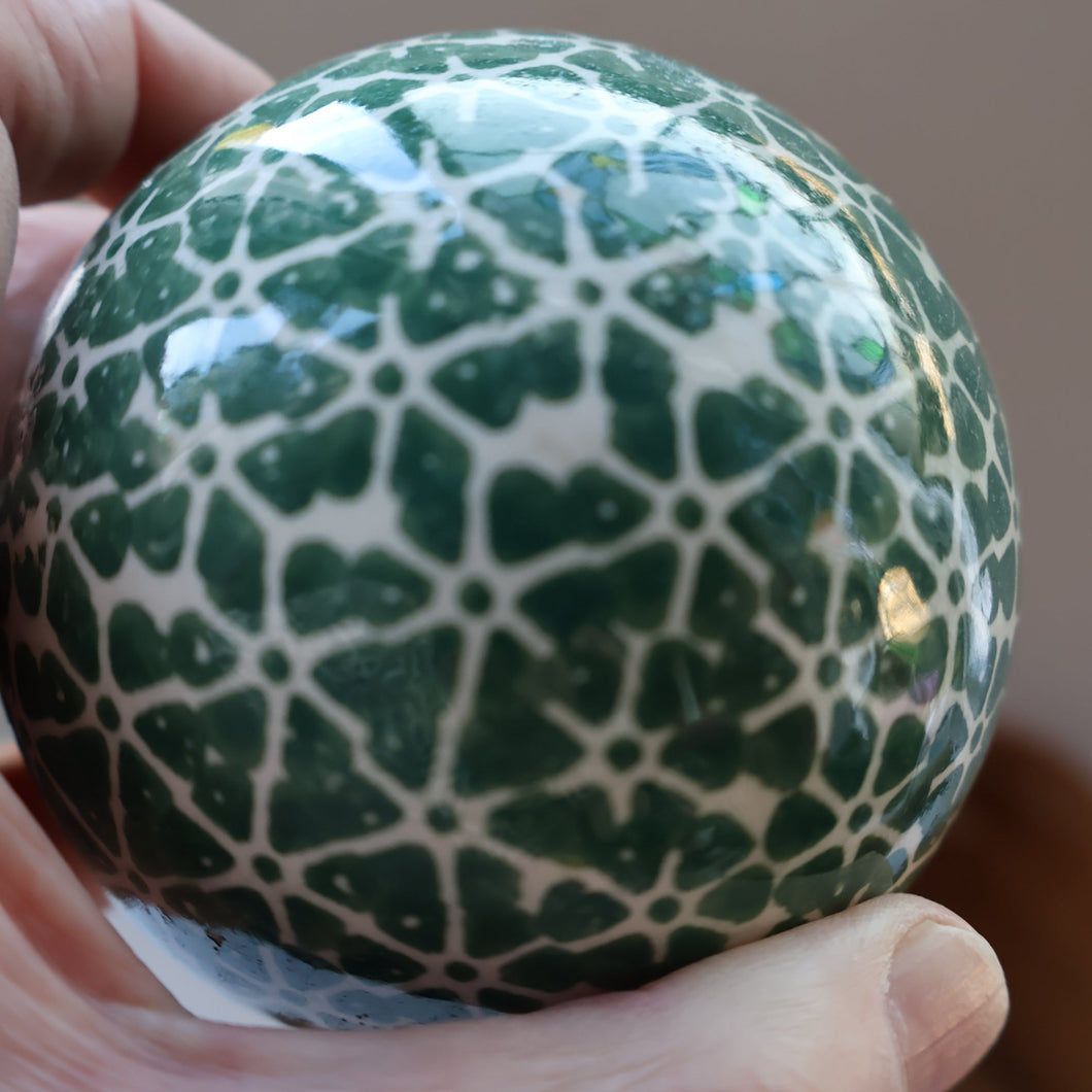SINGLE Scottish Victorian Ceramic Carpet Bowl. Dark Green Floral Pattern