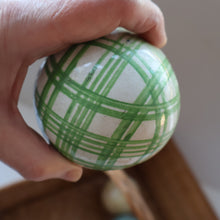 Load image into Gallery viewer, SINGLE Scottish Victorian Ceramic Carpet Bowl. Light Green Check Pattern
