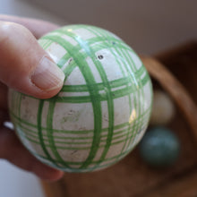 Load image into Gallery viewer, SINGLE Scottish Victorian Ceramic Carpet Bowl. Light Green Check Pattern
