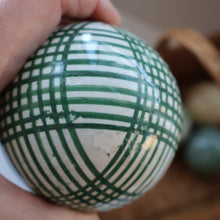 Load image into Gallery viewer, SINGLE Scottish Victorian Ceramic Carpet Bowl. Dark Green Check Pattern

