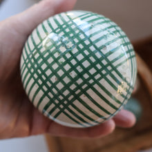 Load image into Gallery viewer, SINGLE Scottish Victorian Ceramic Carpet Bowl. Dark Green Check Pattern
