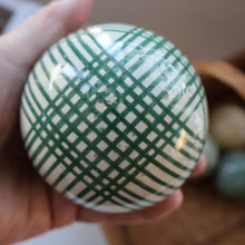 Load image into Gallery viewer, SINGLE Scottish Victorian Ceramic Carpet Bowl. Dark Green Check Pattern
