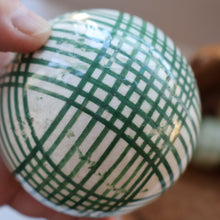 Load image into Gallery viewer, SINGLE Scottish Victorian Ceramic Carpet Bowl. Dark Green Check Pattern
