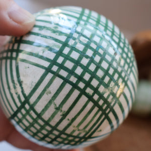 SINGLE Scottish Victorian Ceramic Carpet Bowl. Dark Green Check Pattern