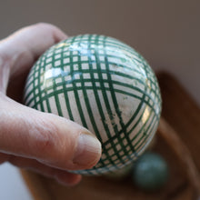 Load image into Gallery viewer, SINGLE Scottish Victorian Ceramic Carpet Bowl. Dark Green Check Pattern
