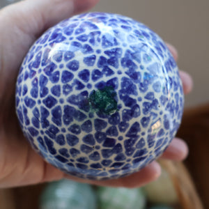 SINGLE Scottish Victorian Ceramic Carpet Bowl. Dark Blue Floral Pattern 