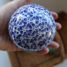 Load image into Gallery viewer, SINGLE Scottish Victorian Ceramic Carpet Bowl. Dark Blue Floral Pattern 
