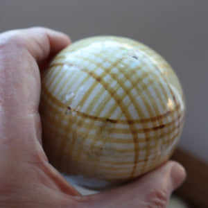 SINGLE Scottish Victorian Ceramic Carpet Bowl. Yellow Check Pattern 