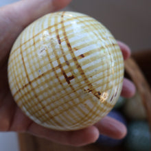 Load image into Gallery viewer, SINGLE Scottish Victorian Ceramic Carpet Bowl. Yellow Check Pattern 
