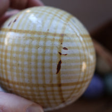 Load image into Gallery viewer, SINGLE Scottish Victorian Ceramic Carpet Bowl. Yellow Check Pattern 
