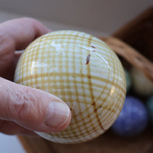 Load image into Gallery viewer, SINGLE Scottish Victorian Ceramic Carpet Bowl. Yellow Check Pattern 
