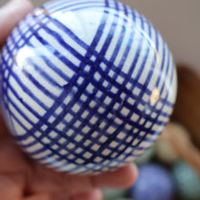 Load image into Gallery viewer, SINGLE Scottish Victorian Ceramic Carpet Bowl. Dark Blue Check Pattern 
