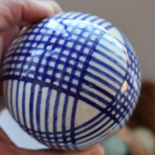Load image into Gallery viewer, SINGLE Scottish Victorian Ceramic Carpet Bowl. Dark Blue Check Pattern 
