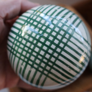SINGLE Scottish Victorian Ceramic Carpet Bowl. Dark Green Check Pattern