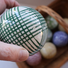Load image into Gallery viewer, SINGLE Scottish Victorian Ceramic Carpet Bowl. Dark Green Check Pattern
