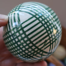 Load image into Gallery viewer, SINGLE Scottish Victorian Ceramic Carpet Bowl. Dark Green Check Pattern
