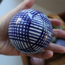 Load image into Gallery viewer, SINGLE Scottish Victorian Ceramic Carpet Bowl. Dark Blue Check Pattern
