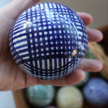 Load image into Gallery viewer, SINGLE Scottish Victorian Ceramic Carpet Bowl. Dark Blue Check Pattern
