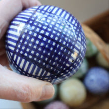 Load image into Gallery viewer, SINGLE Scottish Victorian Ceramic Carpet Bowl. Dark Blue Check Pattern

