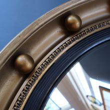 Load image into Gallery viewer, VINTAGE Regency Style Round Convex Wall Mirror - with Gold Wooden Frame Embellished with Balls
