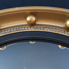 Load image into Gallery viewer, VINTAGE Regency Style Round Convex Wall Mirror - with Gold Wooden Frame Embellished with Balls
