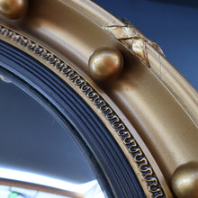 Load image into Gallery viewer, VINTAGE Regency Style Round Convex Wall Mirror - with Gold Wooden Frame Embellished with Balls

