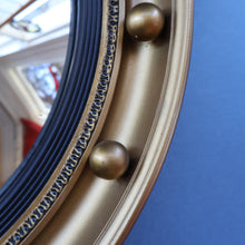 Load image into Gallery viewer, VINTAGE Regency Style Round Convex Wall Mirror - with Gold Wooden Frame Embellished with Balls
