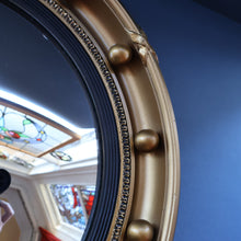 Load image into Gallery viewer, VINTAGE Regency Style Round Convex Wall Mirror - with Gold Wooden Frame Embellished with Balls
