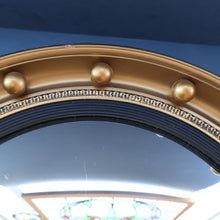 Load image into Gallery viewer, VINTAGE Regency Style Round Convex Wall Mirror - with Gold Wooden Frame Embellished with Balls
