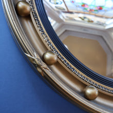 Load image into Gallery viewer, VINTAGE Regency Style Round Convex Wall Mirror - with Gold Wooden Frame Embellished with Balls
