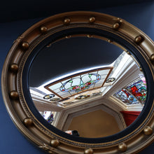 Load image into Gallery viewer, VINTAGE Regency Style Round Convex Wall Mirror - with Gold Wooden Frame Embellished with Balls
