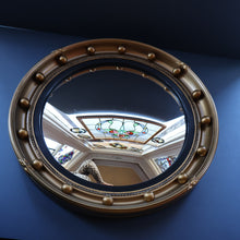Load image into Gallery viewer, VINTAGE Regency Style Round Convex Wall Mirror - with Gold Wooden Frame Embellished with Balls
