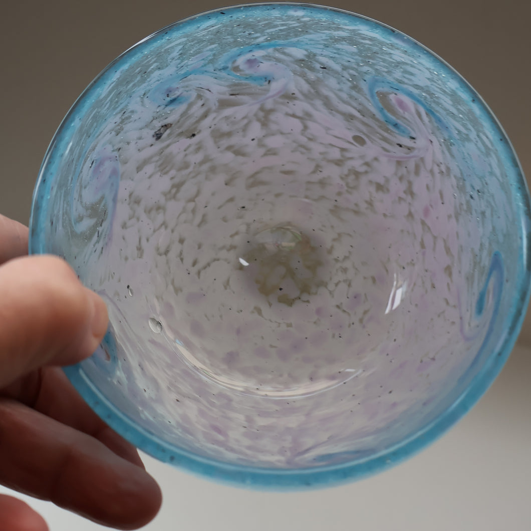 E/ Fabulous Little X ZA Shape Antique Scottish Monart Glass Bowl. With Original Paper Label on the Base 