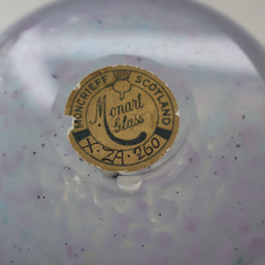 C/ Fabulous Little X ZA Shape Antique Scottish Monart Glass Bowl. With Original Paper Label on the Base 