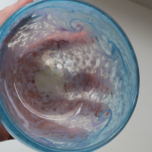 C/ Fabulous Little X ZA Shape Antique Scottish Monart Glass Bowl. With Original Paper Label on the Base 