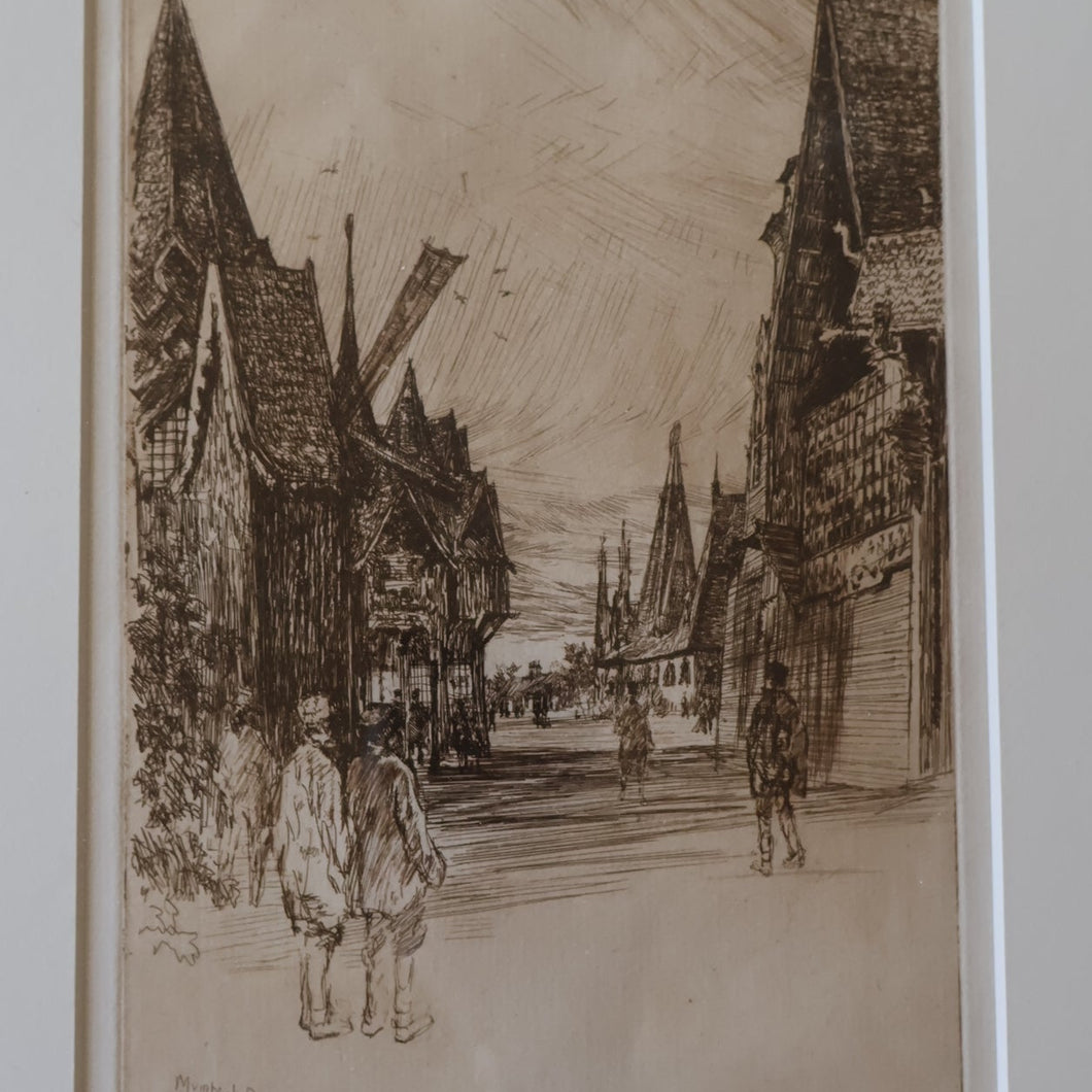SCOTTISH ART. Sir Muirhead Bone (1876 - 1953). Glasgow International Exhibition 1901. Evening in Little Russia. Signed in the plate