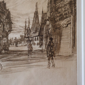 SCOTTISH ART. Sir Muirhead Bone (1876 - 1953). Glasgow International Exhibition 1901. Evening in Little Russia. Signed in the plate