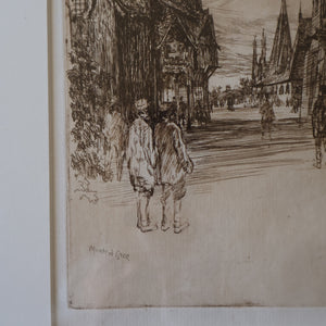 SCOTTISH ART. Sir Muirhead Bone (1876 - 1953). Glasgow International Exhibition 1901. Evening in Little Russia. Signed in the plate