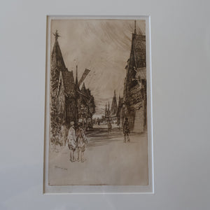 SCOTTISH ART. Sir Muirhead Bone (1876 - 1953). Glasgow International Exhibition 1901. Evening in Little Russia. Signed in the plate
